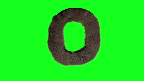 Furry-Hairy-3d-letter-o-on-green-screen